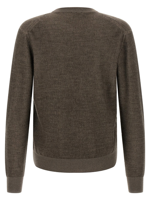 Brown Cashmere & Wool Crew Neck Cardigan