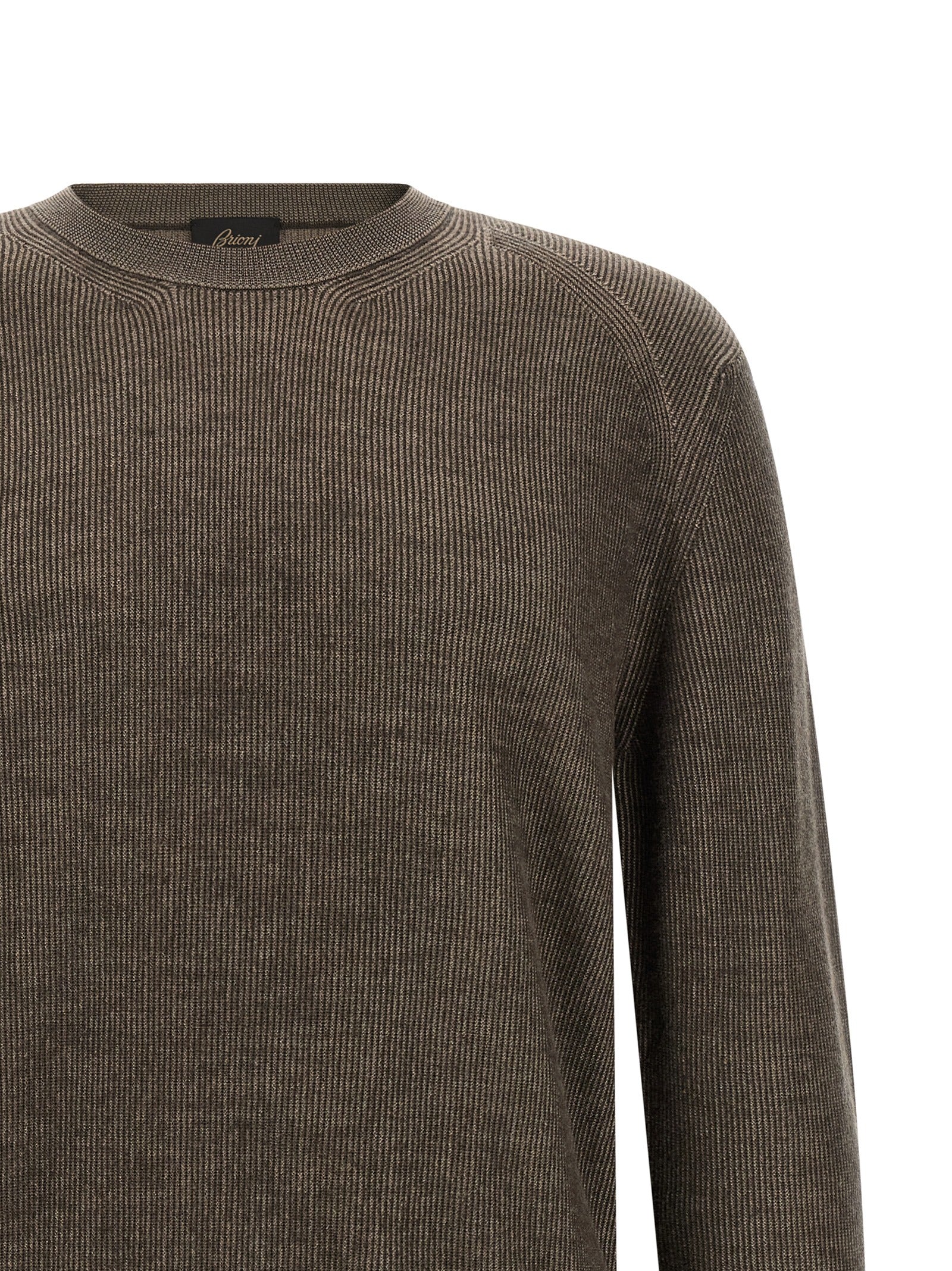 Brown Cashmere & Wool Crew Neck Cardigan