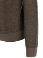 Brown Cashmere & Wool Crew Neck Cardigan