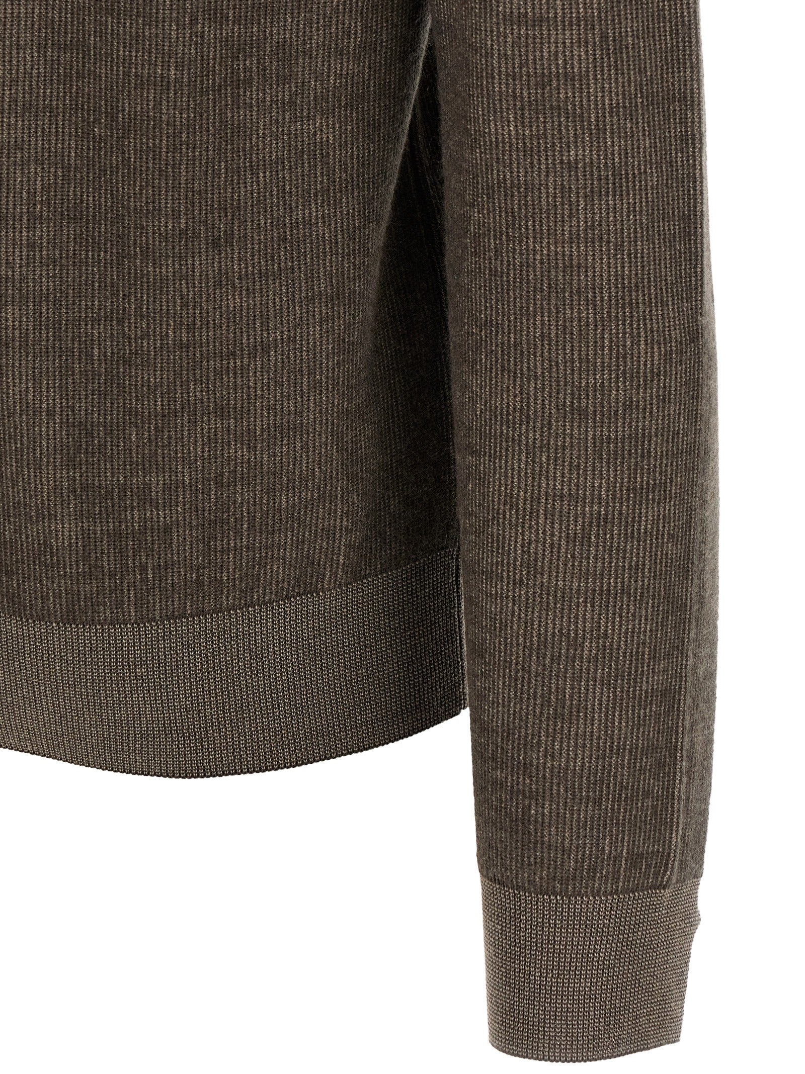 Brown Cashmere & Wool Crew Neck Cardigan