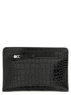 Calfskin Crocodile Print Clutch
