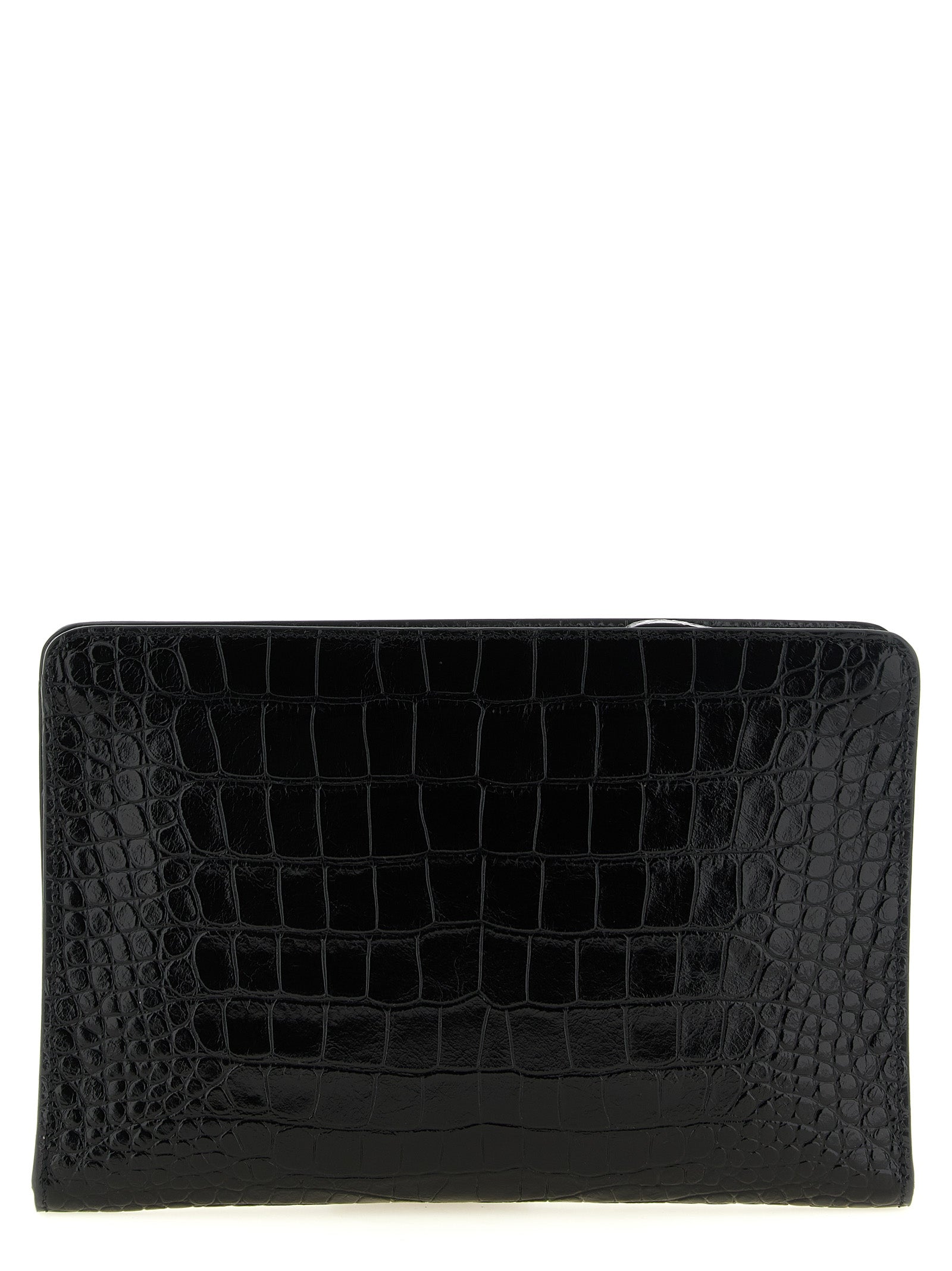 Calfskin Crocodile Print Clutch
