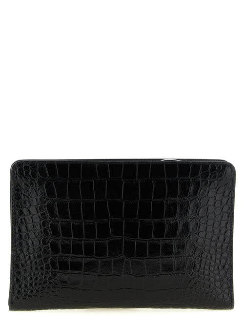Calfskin Crocodile Print Clutch