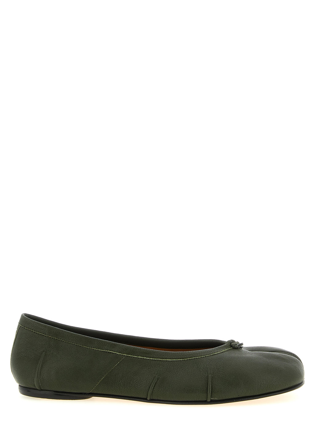 Olive Green Lambskin Tabi Ballet Flats