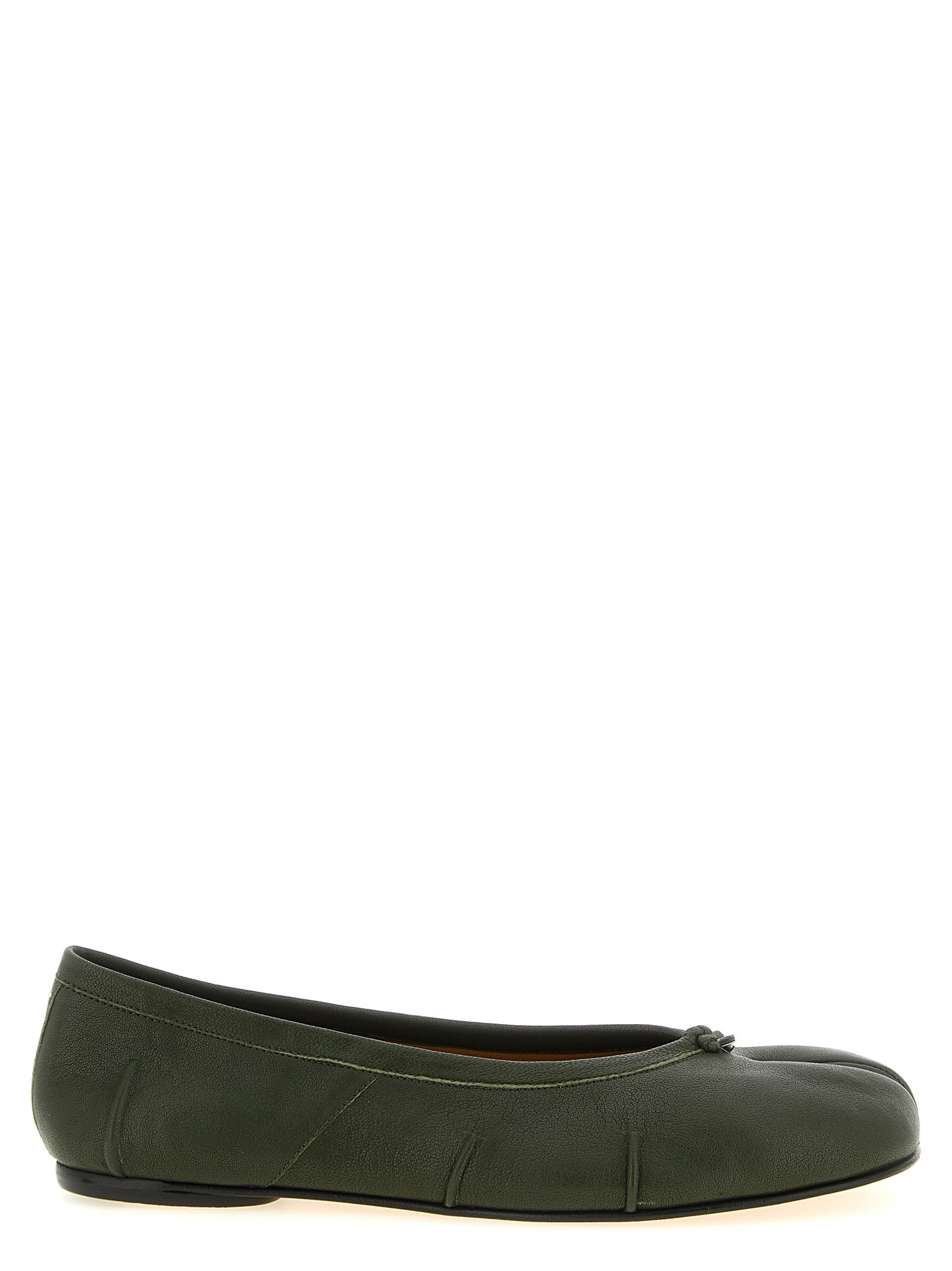 Olive Green Lambskin Tabi Ballet Flats