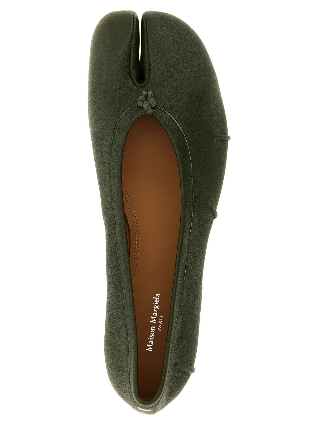 Olive Green Lambskin Tabi Ballet Flats