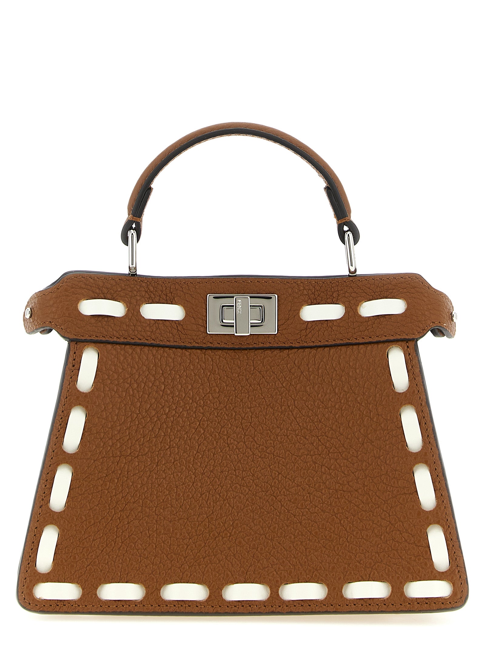 Brown Calfskin Peekaboo ISeeU Handbag