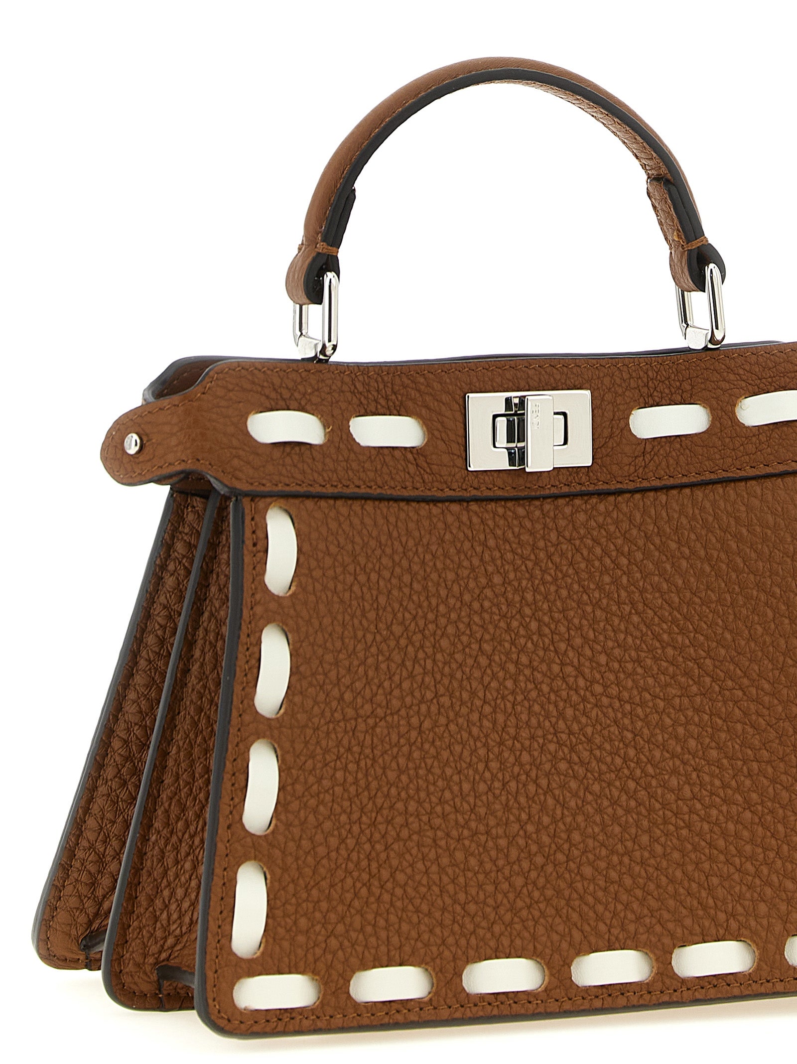 Brown Calfskin Peekaboo ISeeU Handbag