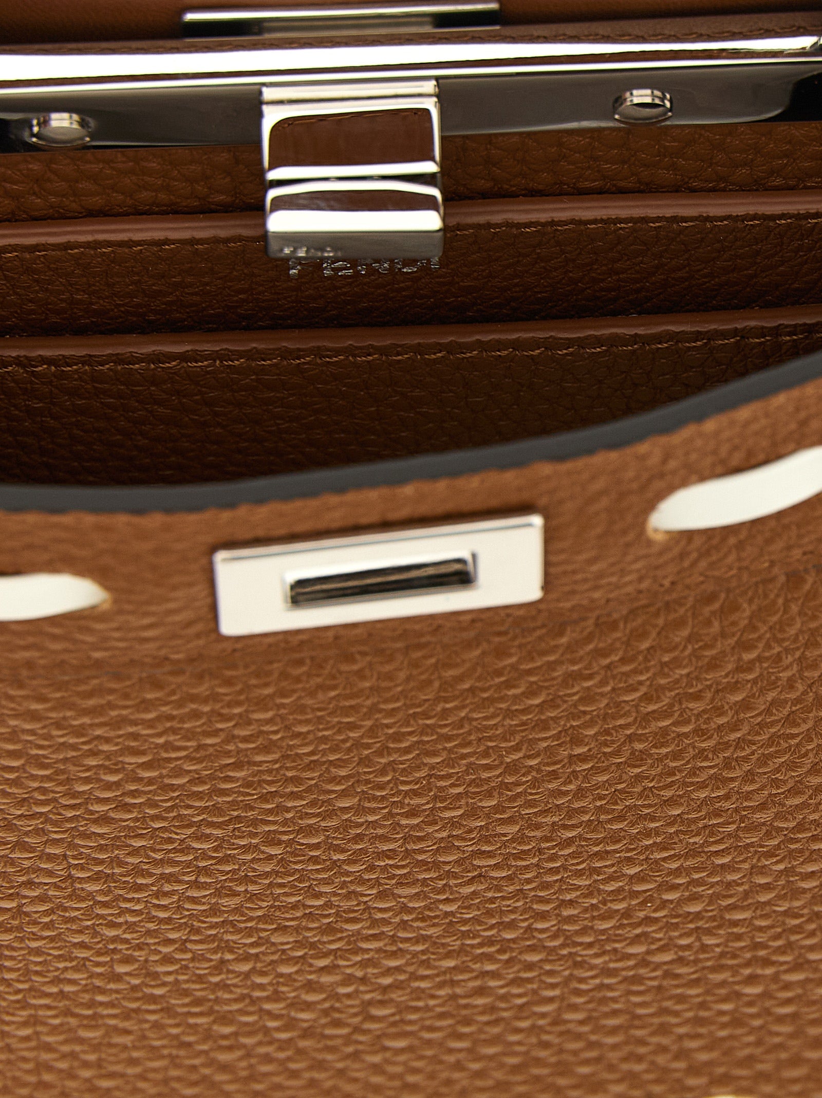 Brown Calfskin Peekaboo ISeeU Handbag
