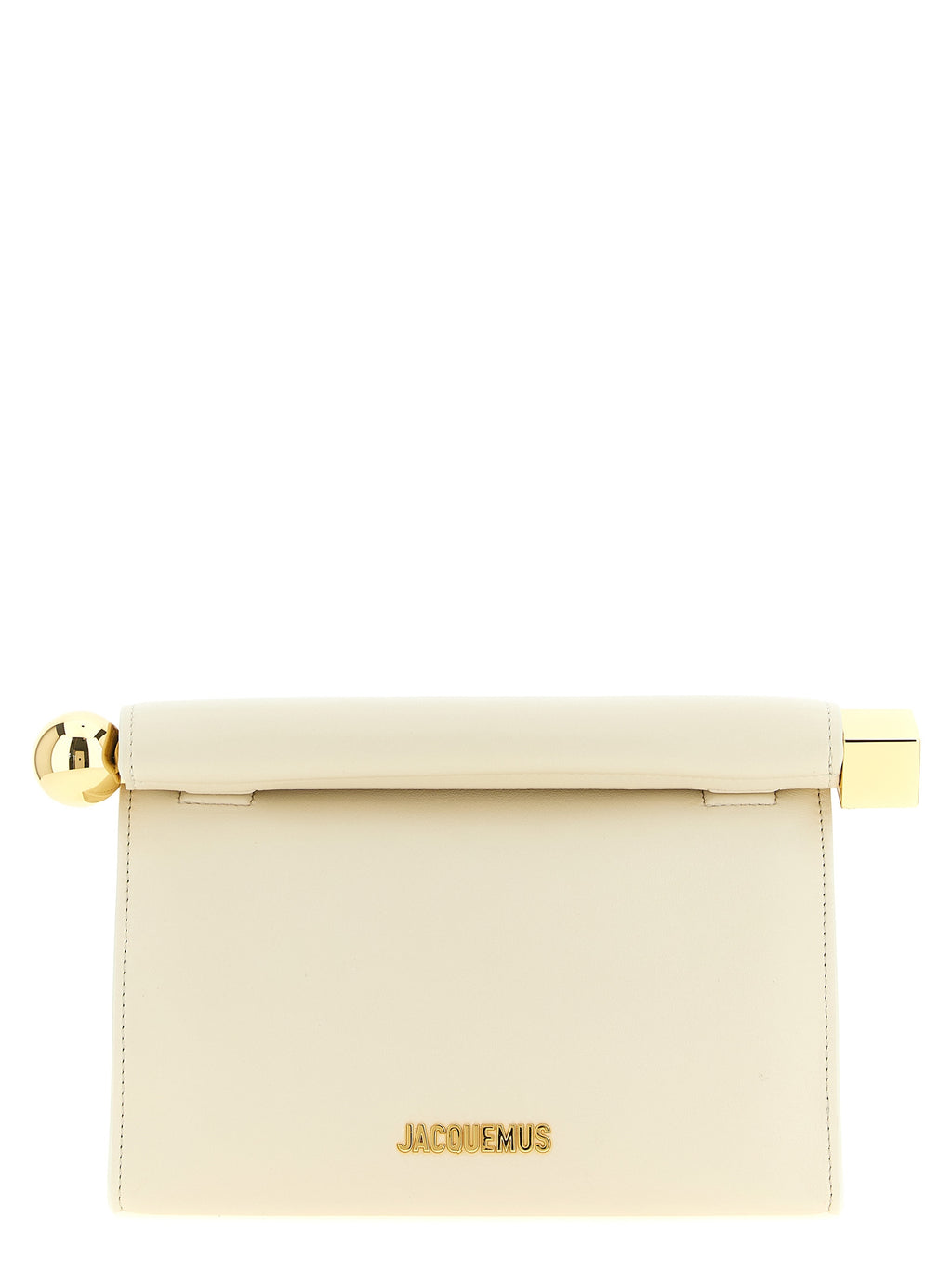 White Lamb Leather Le Sac Rond Carré Clutch