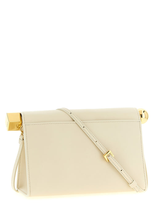 White Lamb Leather Le Sac Rond Carré Clutch