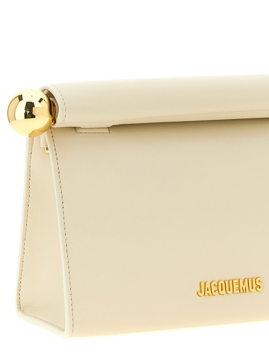 White Lamb Leather Le Sac Rond Carré Clutch