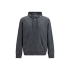 Pinstriped Hooded Zip Sweatshirt