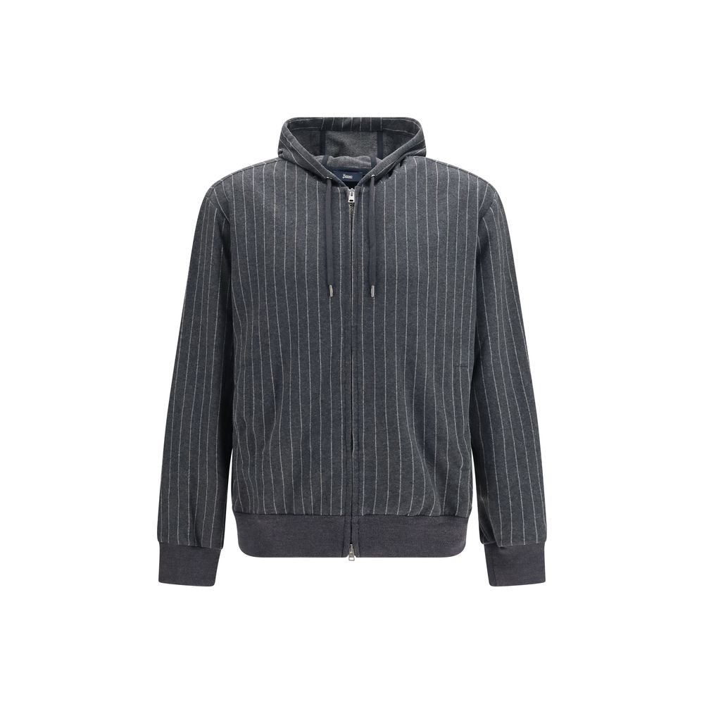 Pinstriped Hooded Zip Sweatshirt