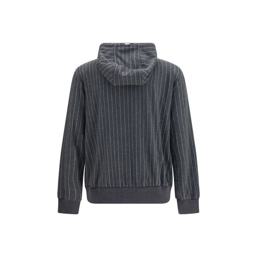 Pinstriped Hooded Zip Sweatshirt