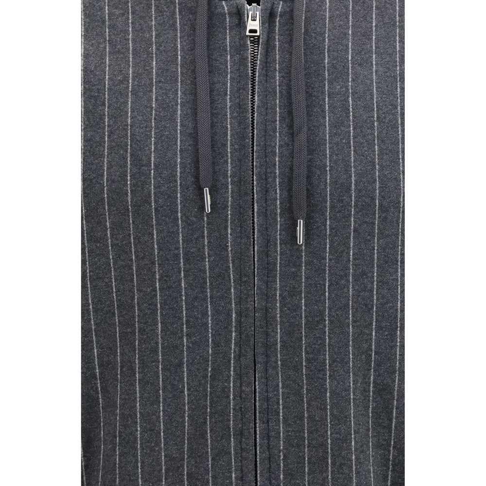 Pinstriped Hooded Zip Sweatshirt