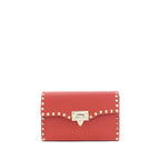 Compact Grained Calfskin Rockstud Shoulder Bag