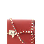 Compact Grained Calfskin Rockstud Shoulder Bag