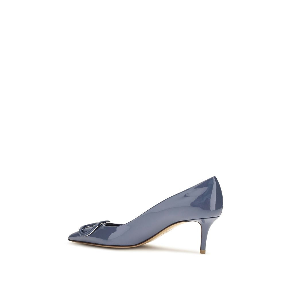 Blue Calfskin High Heel Pumps