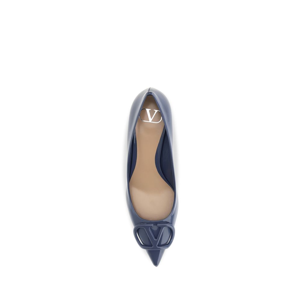 Blue Calfskin High Heel Pumps