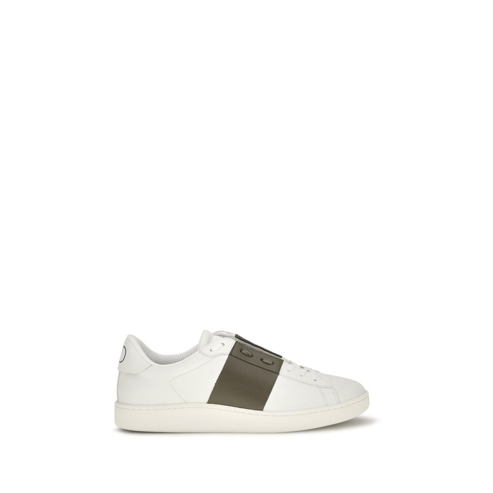 White Calfskin Low‑Top Sneakers