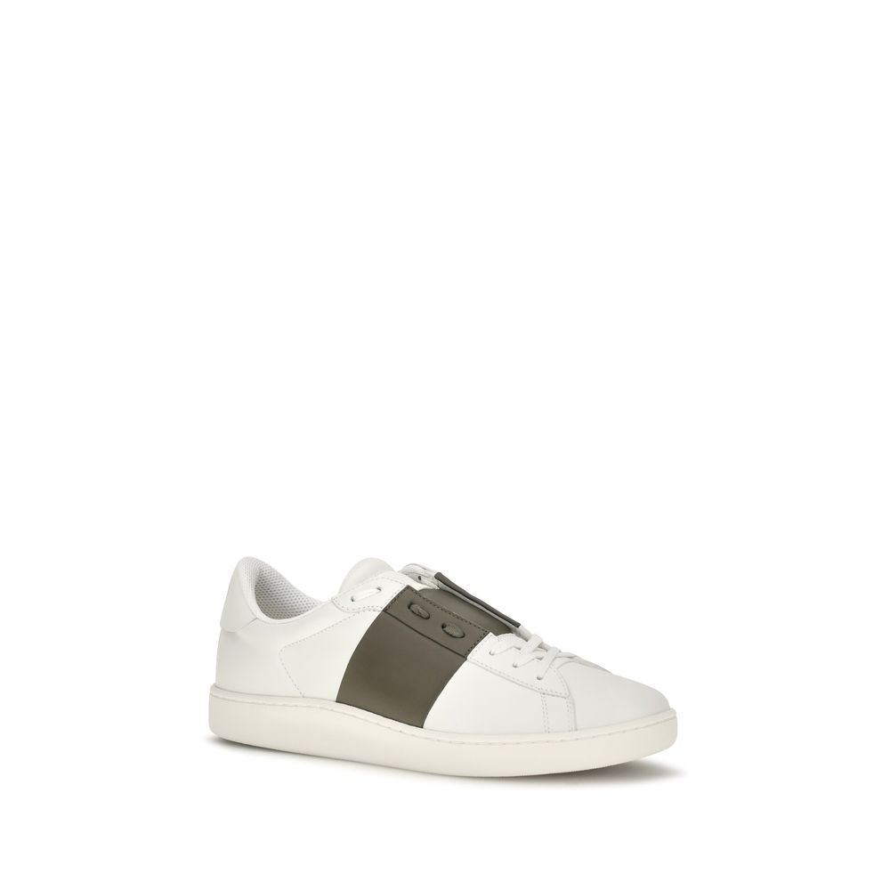 White Calfskin Low‑Top Sneakers