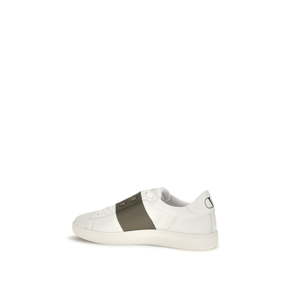 White Calfskin Low‑Top Sneakers