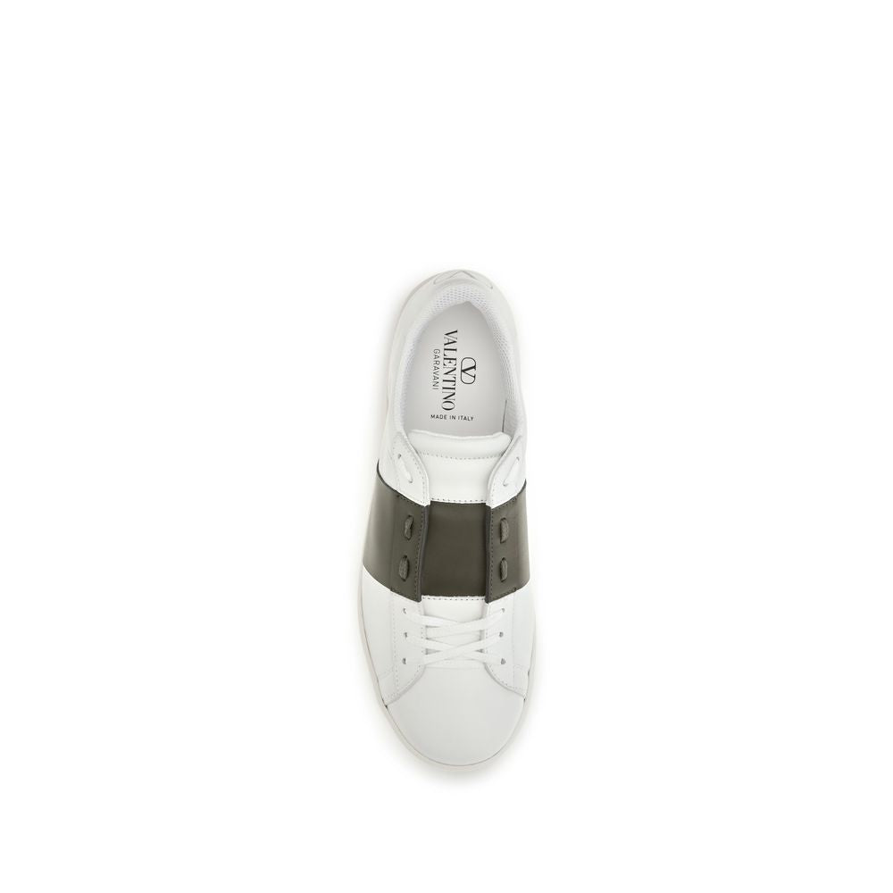 White Calfskin Low‑Top Sneakers