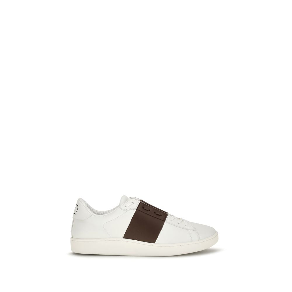 White Calfskin Low‑Top Sneakers