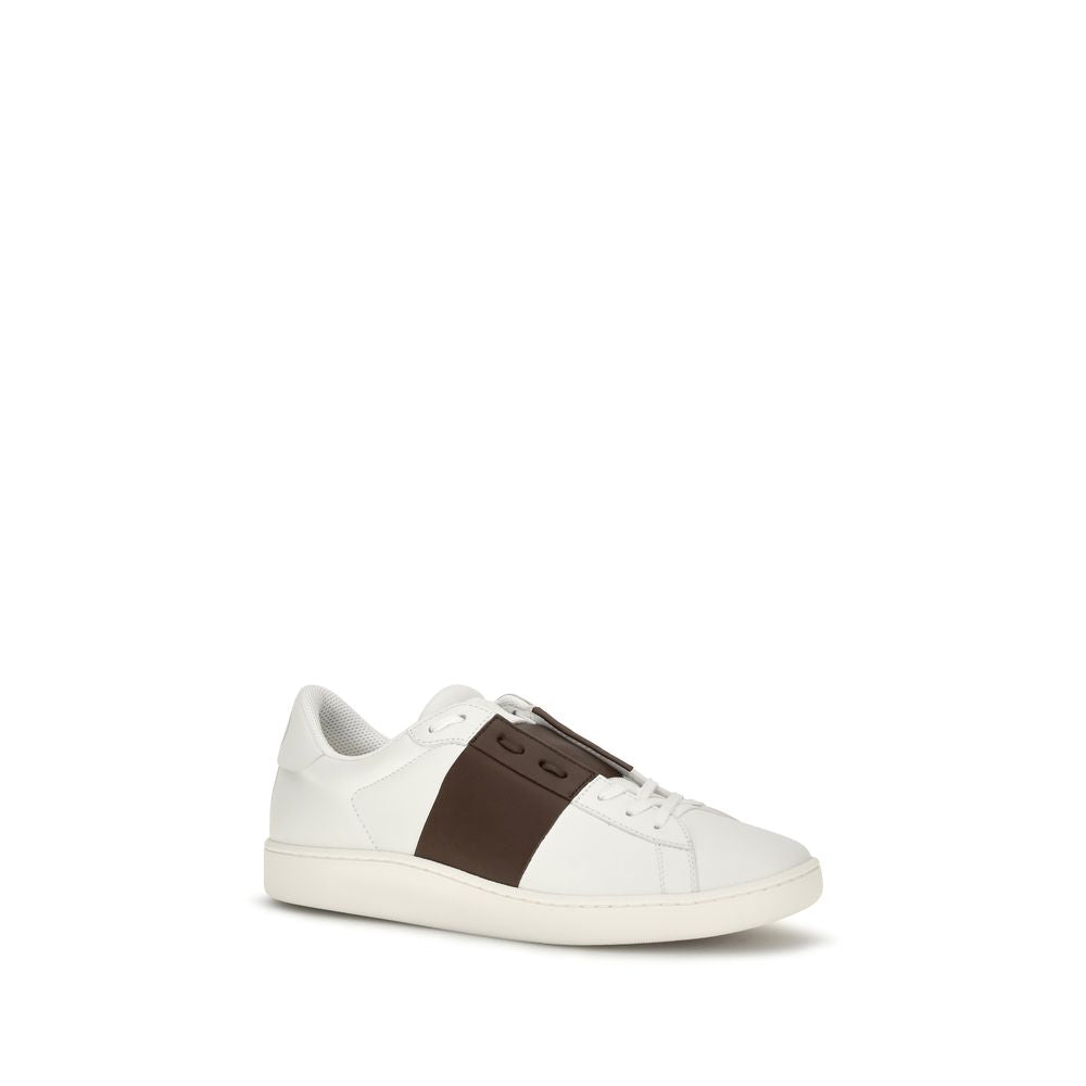 White Calfskin Low‑Top Sneakers
