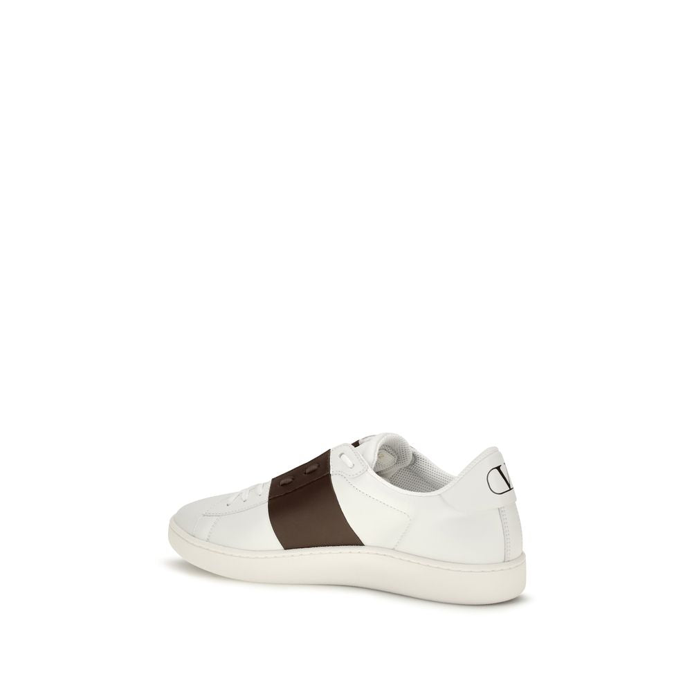 White Calfskin Low‑Top Sneakers