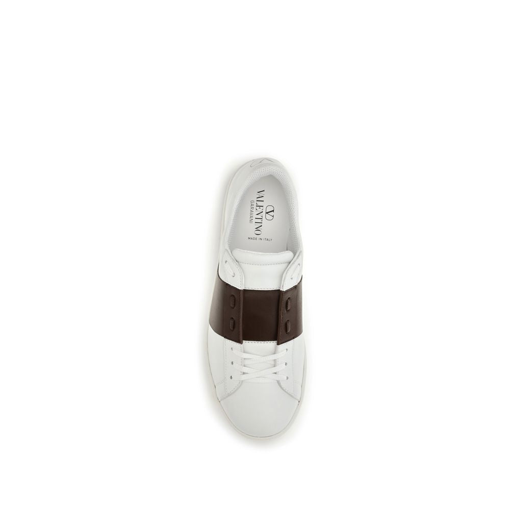 White Calfskin Low‑Top Sneakers
