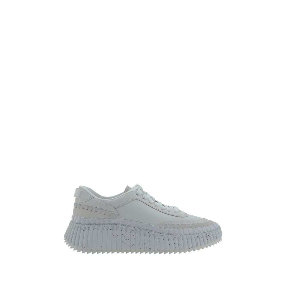 White Calfskin Platform Sneakers