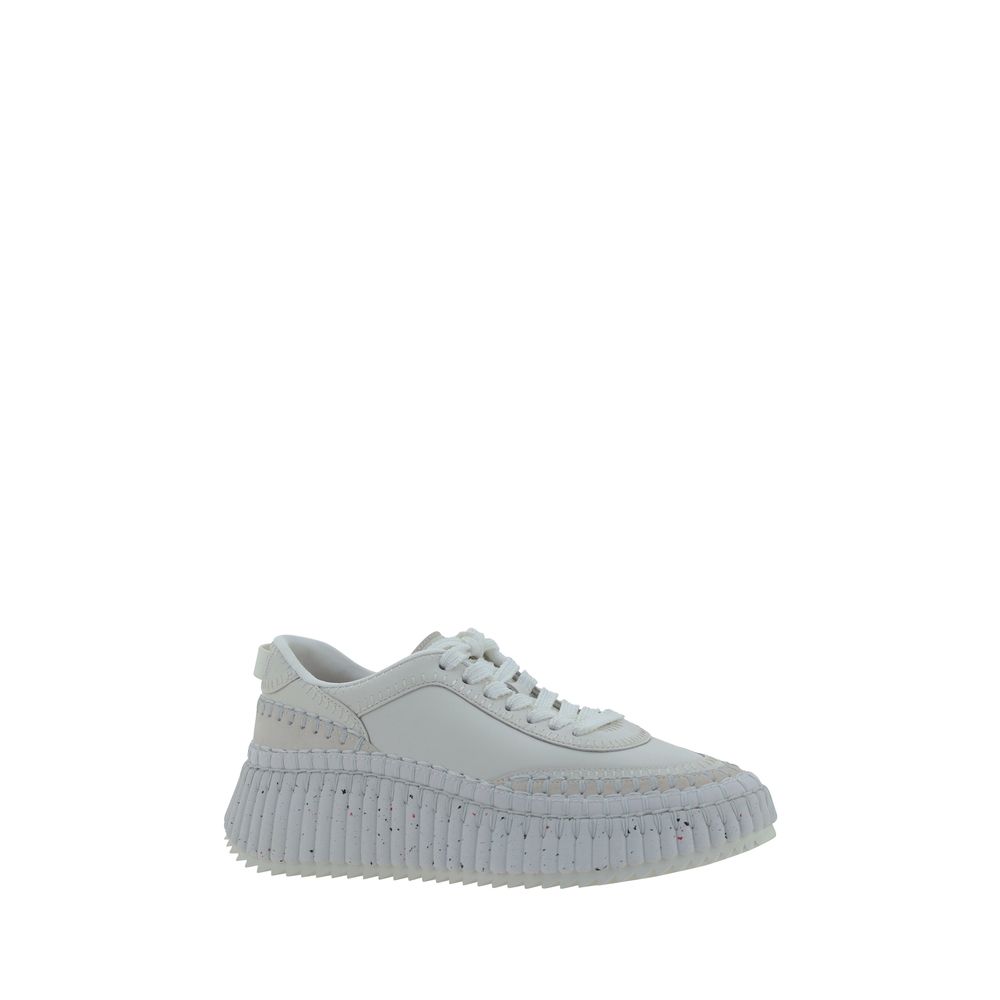 White Calfskin Platform Sneakers