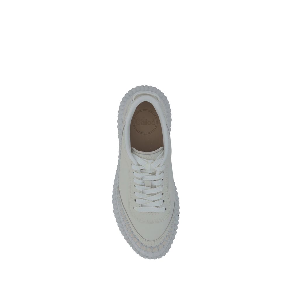 White Calfskin Platform Sneakers