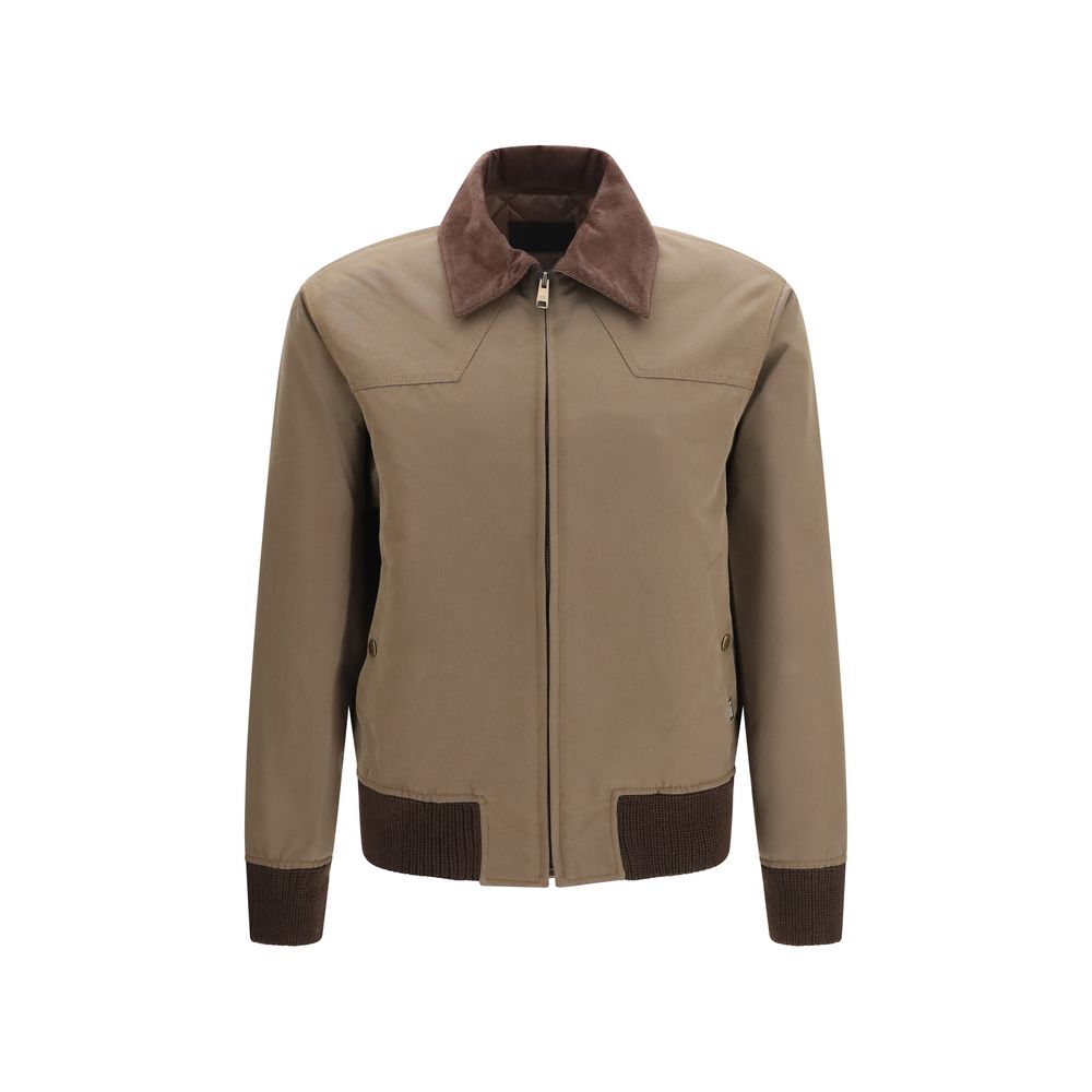 Cotton-Blend Full-Length Jacket With Corduroy Collar