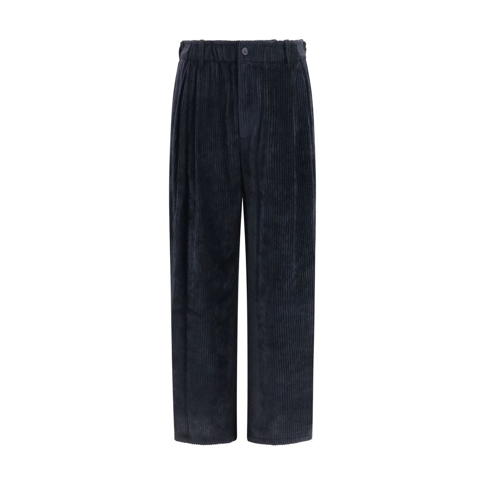 Oversized Ribbed Viscose Velvet Wide-Leg Pants
