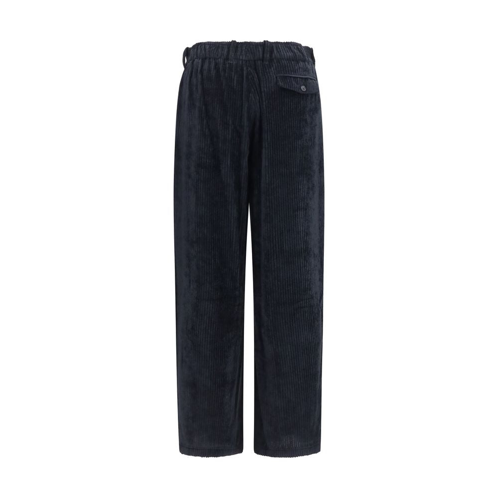 Oversized Ribbed Viscose Velvet Wide-Leg Pants