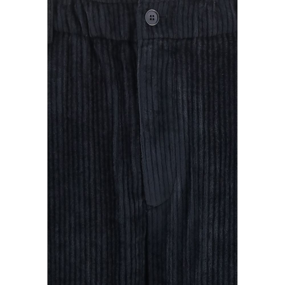 Oversized Ribbed Viscose Velvet Wide-Leg Pants