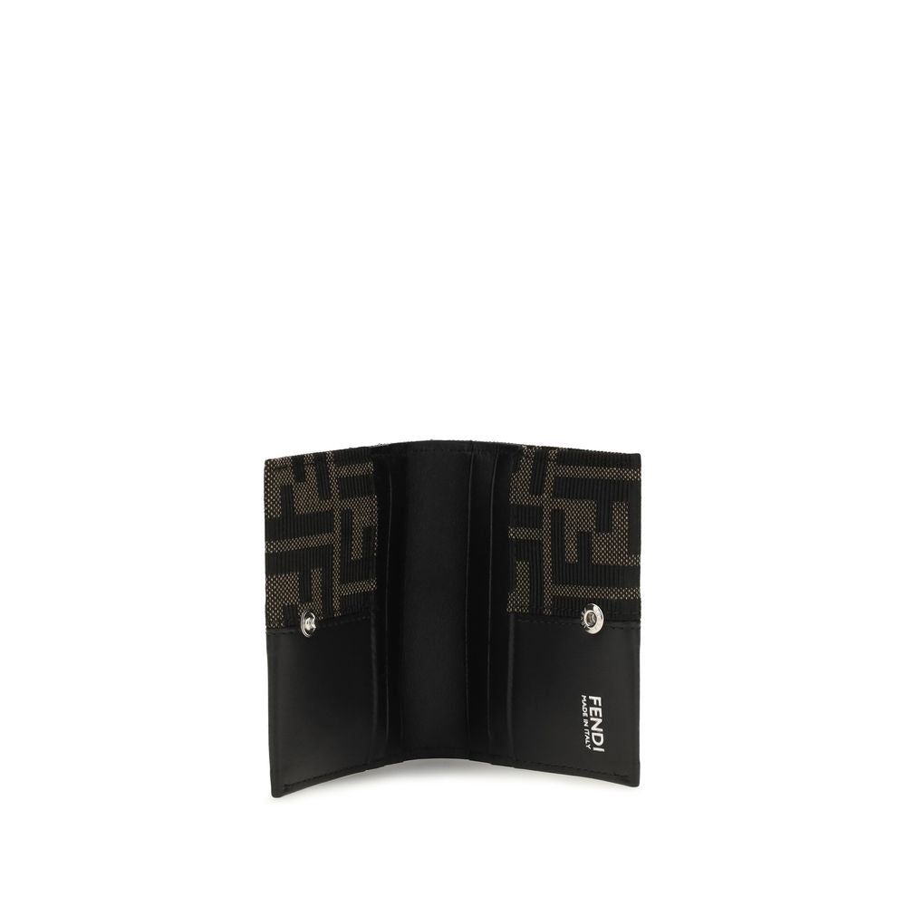 Compact Calf Leather Jacquard Card Holder