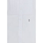 Cotton Poplin Pleated Plastron Shirt