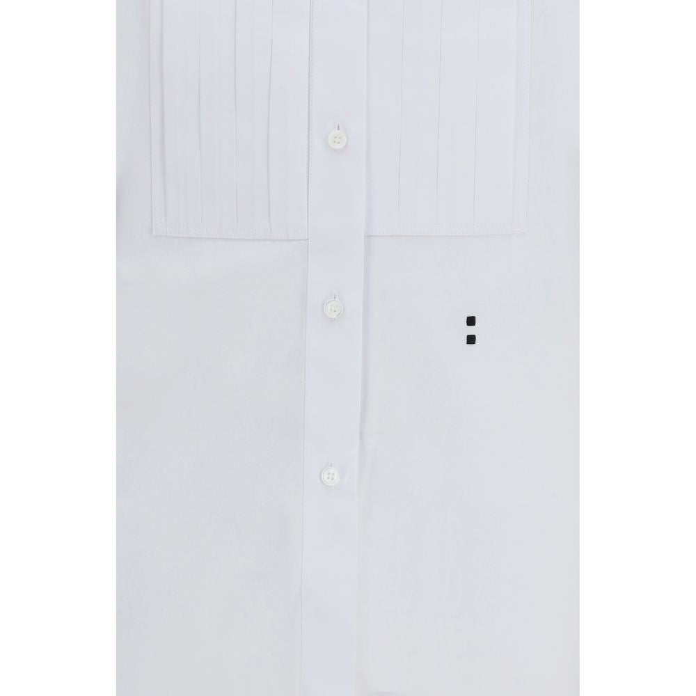 Cotton Poplin Pleated Plastron Shirt
