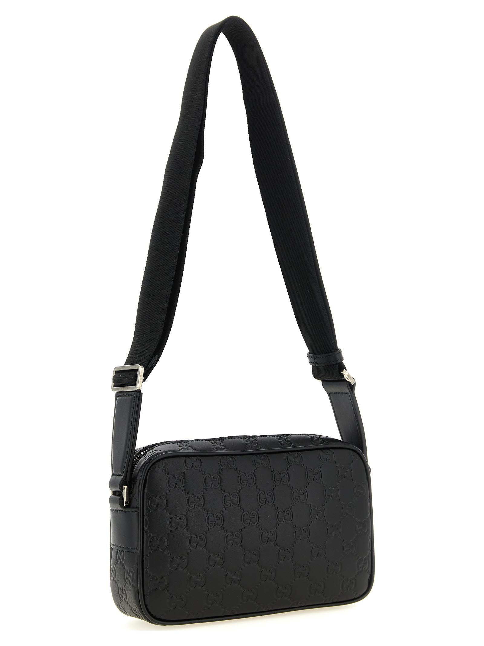 Black Calfskin Small GG Emblem Camera Bag