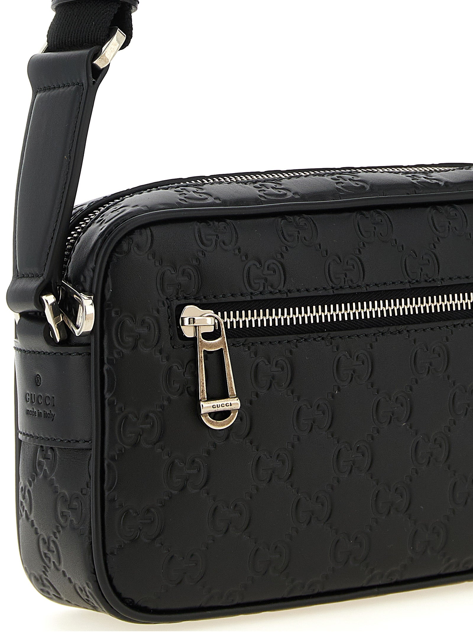 Black Calfskin Small GG Emblem Camera Bag