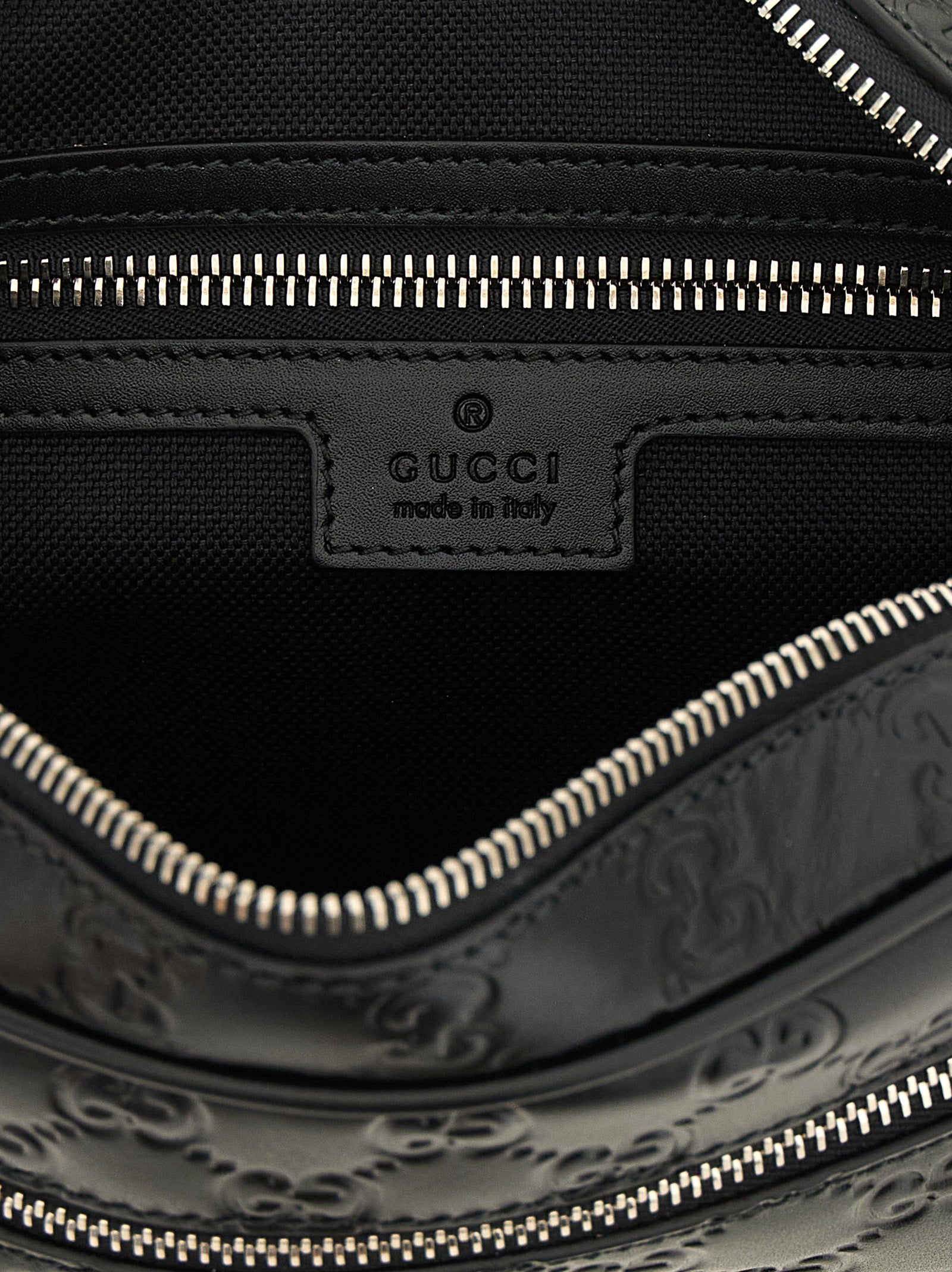 Black Calfskin Small GG Emblem Camera Bag
