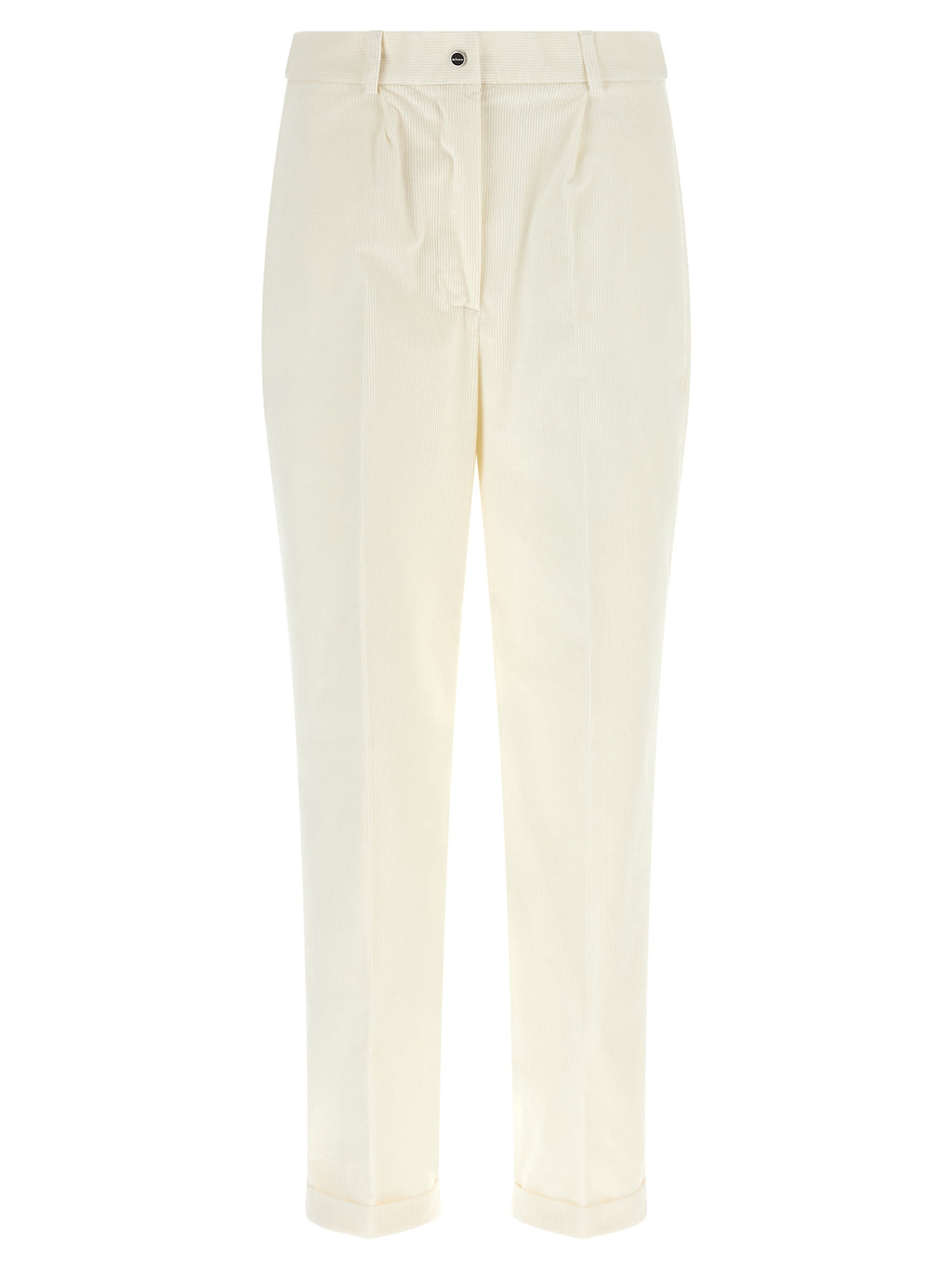 White Corduroy Tapered Trousers