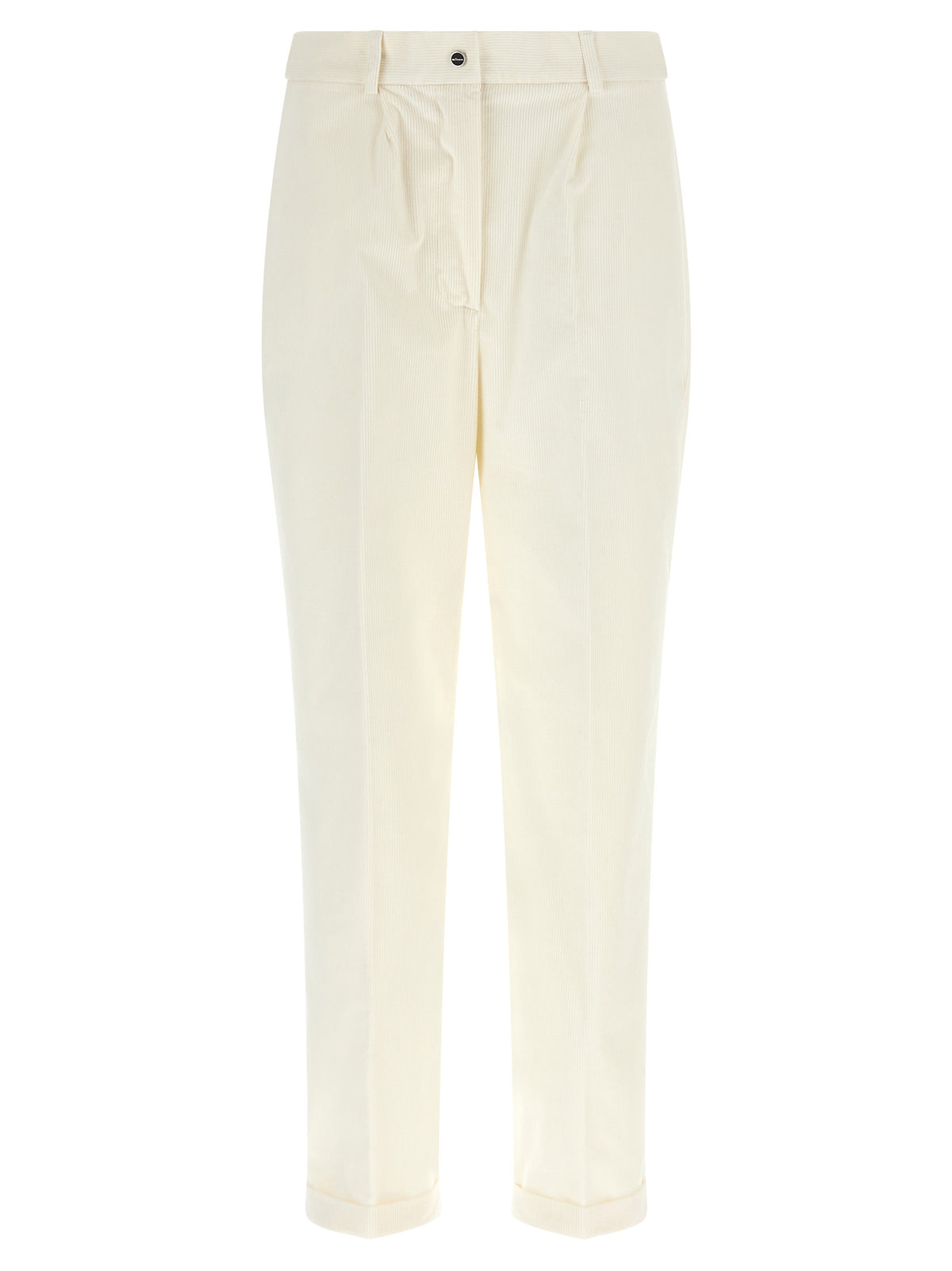 White Corduroy Tapered Trousers