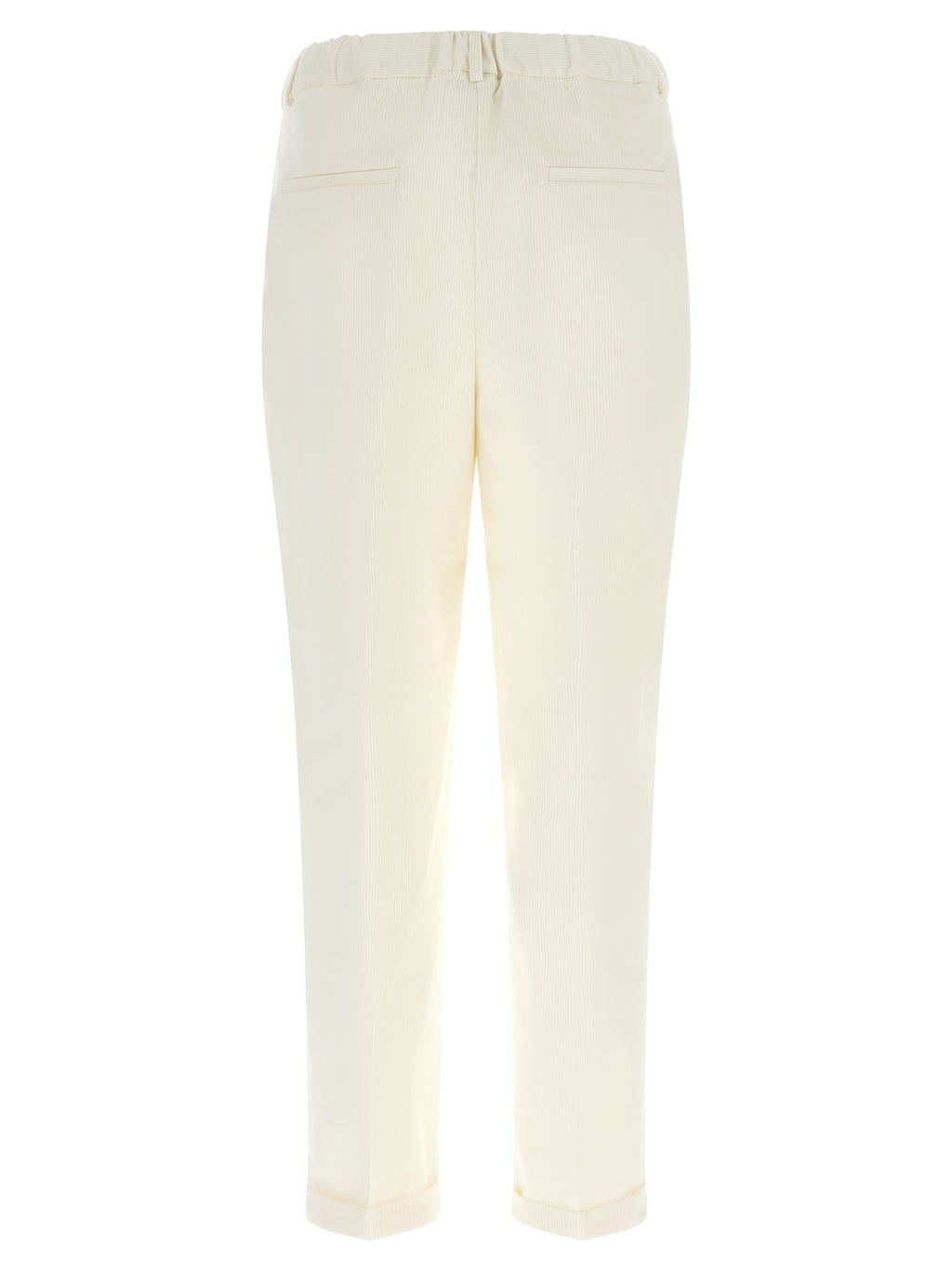 White Corduroy Tapered Trousers