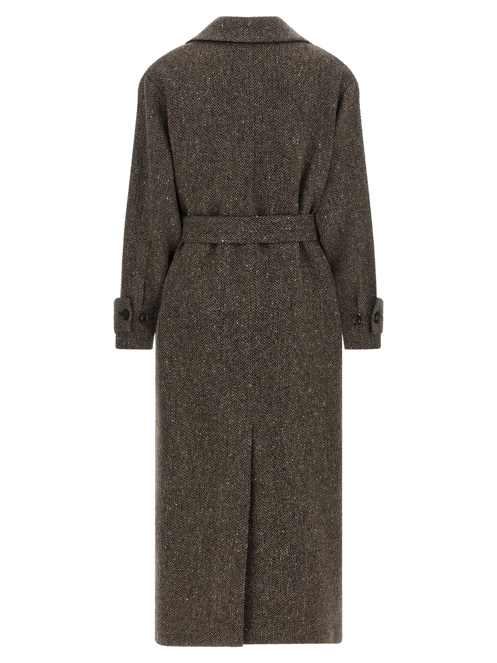 Virgin Wool Chevron Robe Coat