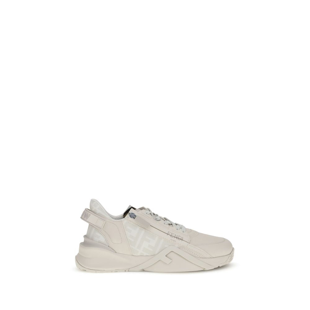 White Calf Leather Flow Running Sneakers